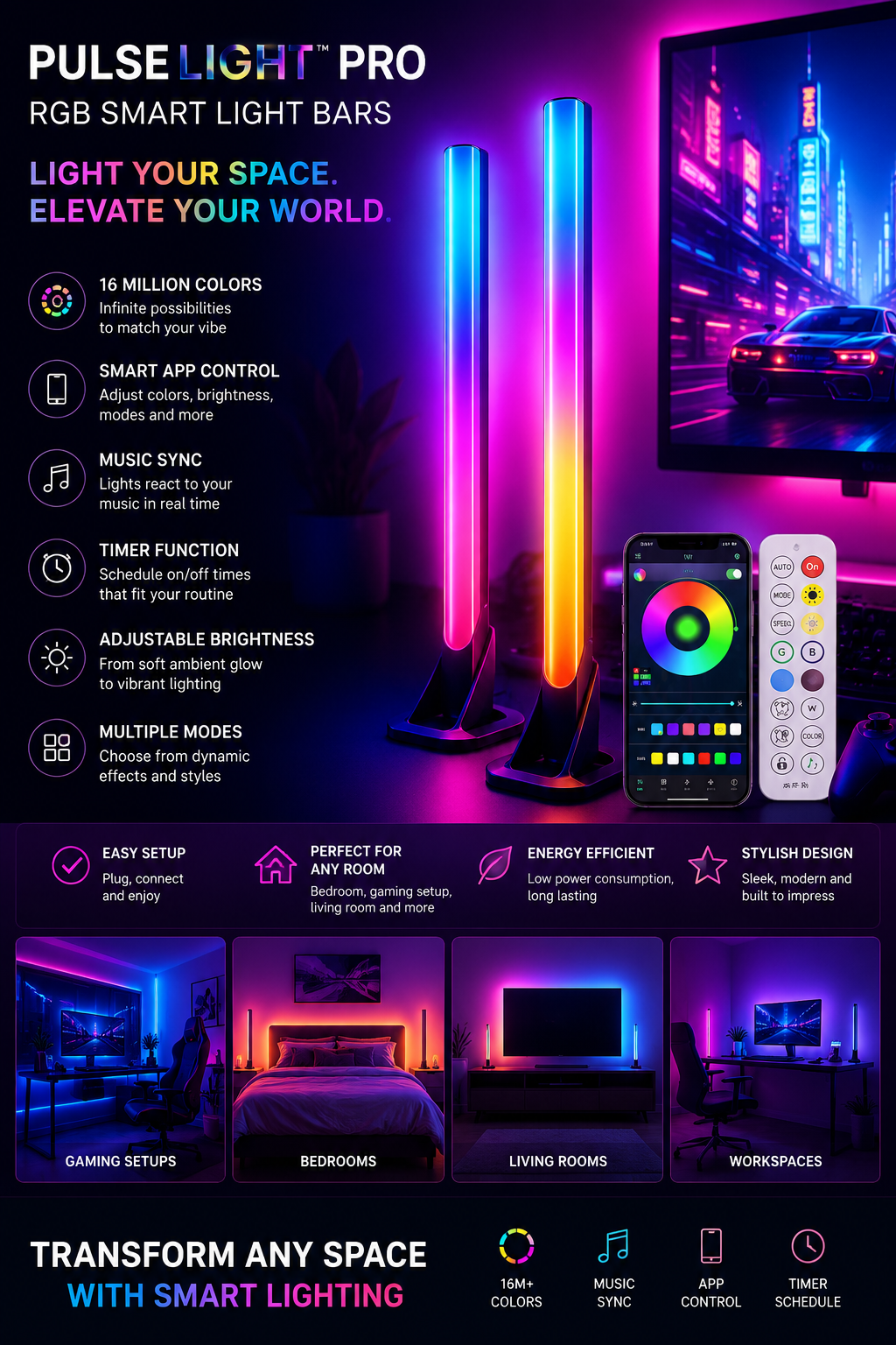 PulseLight™ Pro RGB Smart Light Bars